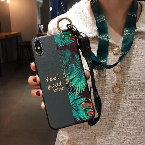 Wrist Strap Soft Phone Case for iPhone X XR Xs 12 mini 11 Pro Max 6 6s 7 8 Plus SE 2020 Cases Lanyard Ring Holder Cover Coque