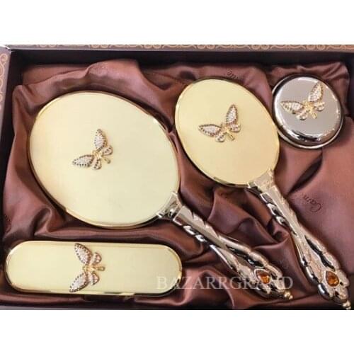 YOUR COMB SET WITH QUALITY COLOR TO ADD CHICITY TO YOUR STYLE Mirror Comb Golden Butterfly Mirror Comb Dowry Set FREE SHİPPİNG