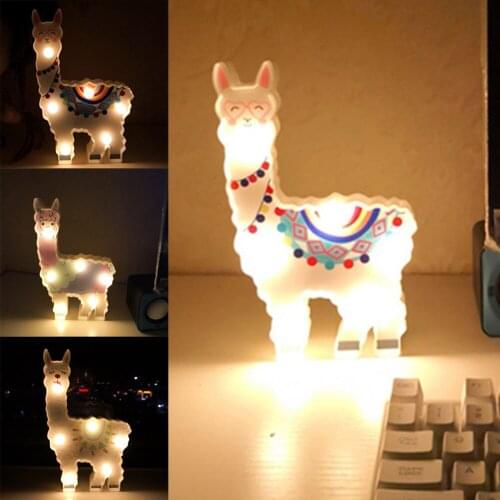 Battery Operated Alpaca Shaped 6 LED Bedside Modeling Hanging Wall Lamp Children Kids Nursery Bedroom Decorative Night Light