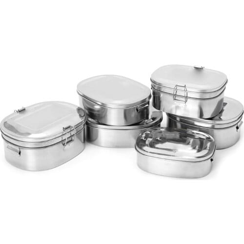 Stainless Steel Square Lunch Box Bento Food Picnic Container Travel 1/2 Layer