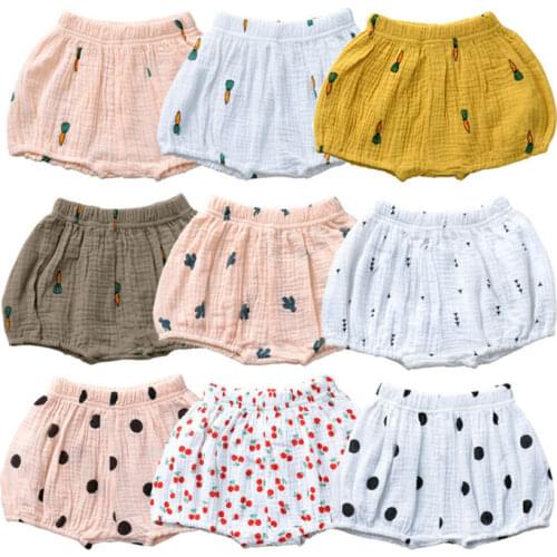 Summer New Baby Chiffon Fashion Casual Large PP Shorts Infant Solid Color Cotton Linen Bloomers Toddler Girls Bread Pants 0-4T