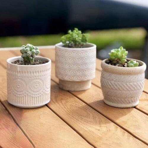 Personality creative succulent small flower pot with bottom hole cactus coarse sand ceramic pot desktop ground plant potted