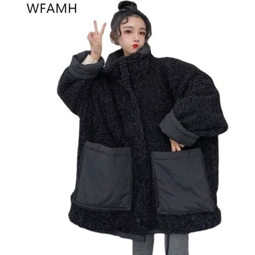 Mid-length large size imitation lamb wool coat female 2021 new AB double-sided wear-resistant loose thick plus velvet winter
