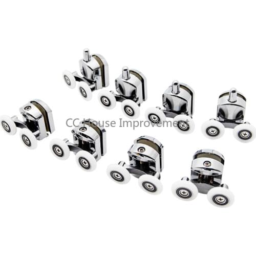 8pcs 23mm/25mm/27mm Shower Door Rollers Zinc Alloy Double-Wheel Sliding Shower Door Roller Bearing Wheel Runners Replacement
