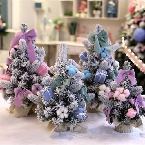 Christmas net red ins desktop creative pink blue mini small falling snow Christmas tree mall decoration decoration