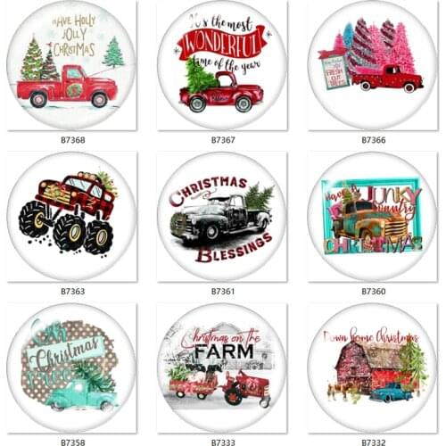 Merry Christmas Car tree 18mm Snap button jewelry DIY Bracelet Round photo glass cabochons TW6355