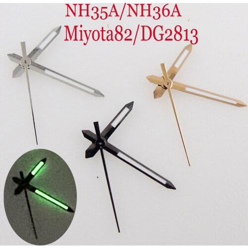 Silver/Black/Rose Gold Watch Hands Fit For NH35 NH36 Miyota 8215 821A 8205 DG/Mingzhu 2813 Movement Green Lume