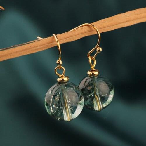 Fashion Simple Crystal beads Ball earrings Natural stone Earrings Birthday gift Unique delicate Vintage Jewelry for women