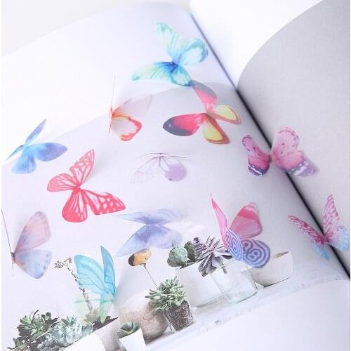 50Pcs Silk Butterfly Wall Sticker Room Home Wall Decor DIY Wedding Christmas Scrapbooking Craft DIY Decoration Cheap Fake Flower