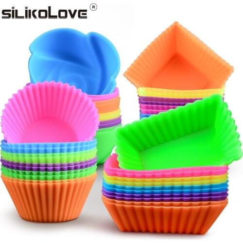 12pcs High Quality Muffin Silicone Molds Nonstick Muffin Pan Cupcake Form Liners Mold Reusable Cake Jelly Pudding Egg Tart Mould
