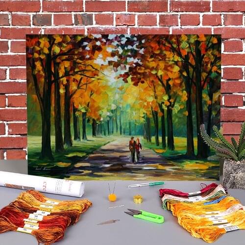 Sunny Autumn Pre-Printed 11CT Cross Stitch DIY Embroidery Kit DMC Threads Needlework Craft Knitting Painting Promotions