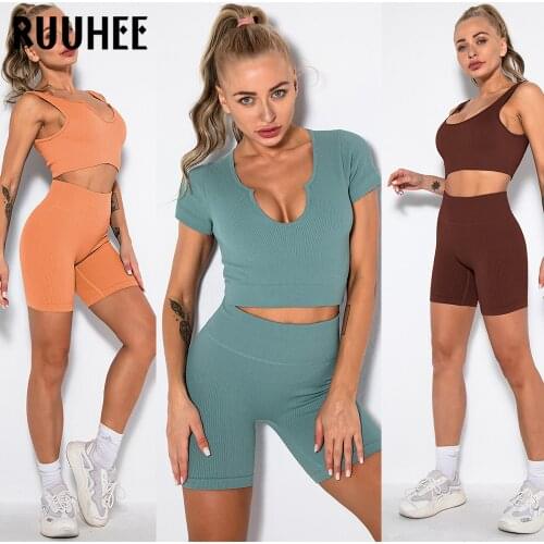 RUUHEE Yoga Sets Women Gym clothes High Waist Leggings Seamless Workout Active Tracksuit Fitness Sport sets 2 PCS Yoga Suit