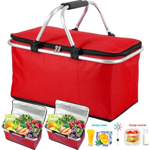 Thermostatic Picnic Bag Insulated Heat Cooler Strong Aluminum Frame Waterproof Lining Collapsible For Camping Picnic Lunch Box