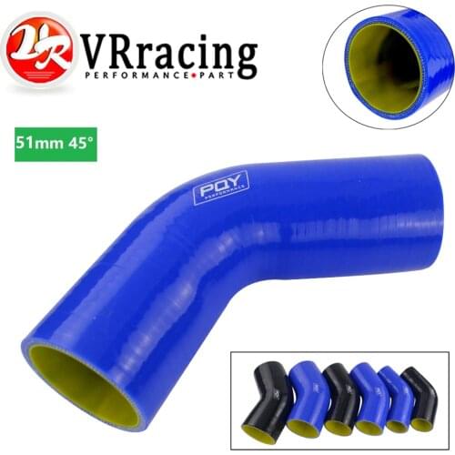 VR - Blue/Black&Yellow 2.0" 51mm 45 Degree Elbow Silicone Hose Pipe Intercooler Turbo Intake Pipe Coupler Hose VR-SH4520-QY