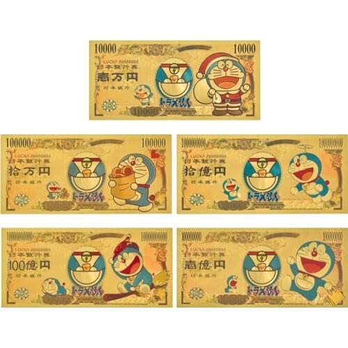 Japan Anime Cartoon Gold Foil Plated Banknote Set Fake Money Plastic Bank Note Original Bill Luck Items Collectible Gift for Kid