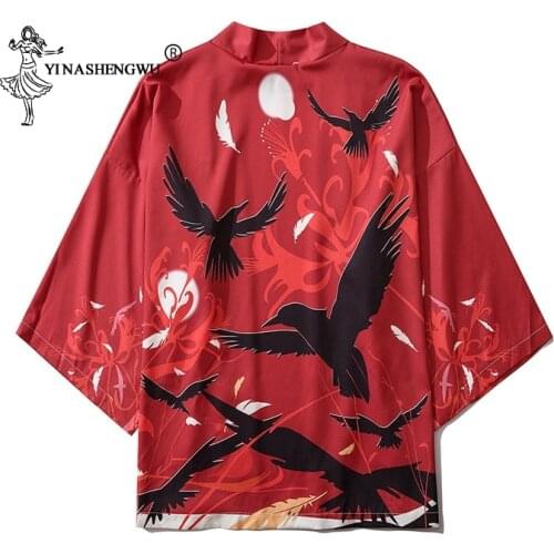 Japanese Kimono Yukata Haori Men Women Cardigan Summer Loose Casual Beach Coat Asian Costume Print Traditional Japan Style Crane