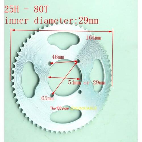 Size 25H 80 T 54mm or 29mm Rear Chain Sprocket for 2 Stroke 47cc 49cc Engine Chinese Mini ATV Quad 4 Wheeler Pocket Bike Scoote