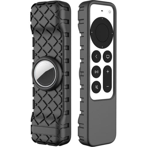 Protective Case For Apple TV 4K 2021 Honey Comb AntiSlip Shockproof Silicone Skin Cover For Apple TV 4K Remote Controller AirTag