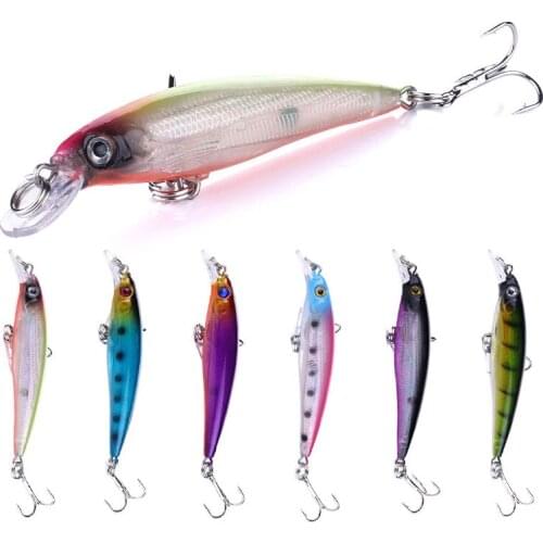 80mm 6g Hard Minnow Fishing Lure Lifelike 3D Eyes 6# Hooks Artificial Plastic Baits Crankbait