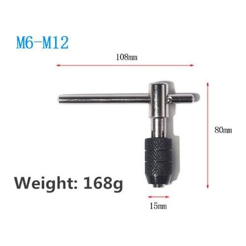 1PCS M6-M12 Ratchet Tap Wrench T-Type Tap Handle Reversible T-Handle Tapping Threading Tools Tap Holder Hand Tool
