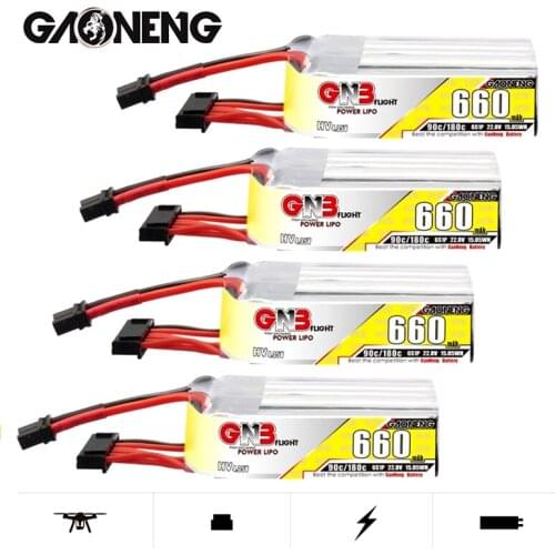 4PCS/SET Gaoneng GNB 6S 22.8V Li-Po HV Battery 660mAh 90C/180C With LXT30U-F Plug for FPV Drone RC Helis Parts