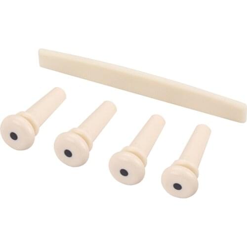 4pcs Plastic Acoustic Bridge Pins+Saddle Acoustic Bass Guitar Replacement for Beginner Music Lover Gift