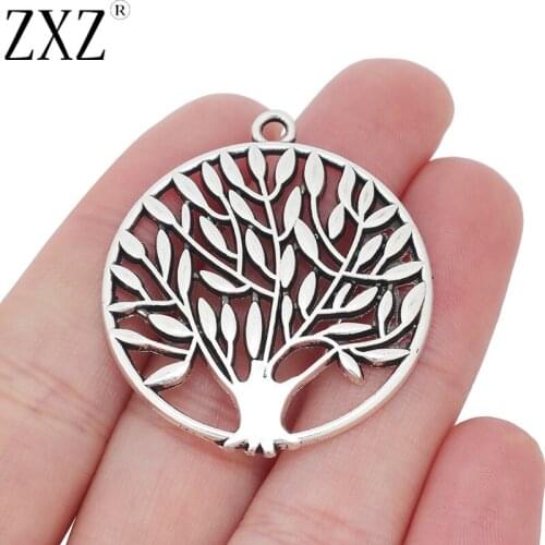 ZXZ 5pcs Large Tree Life Round Charms Pendants for Necklace Jewelry Making Findings 47mm