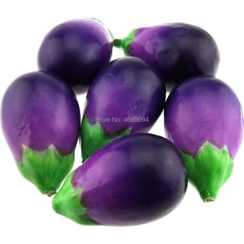 Gresorth 6pcs Fake Eggplant Decoration Artificial Vegetable Home Kitchen Play Food Lifelike Realistic Model