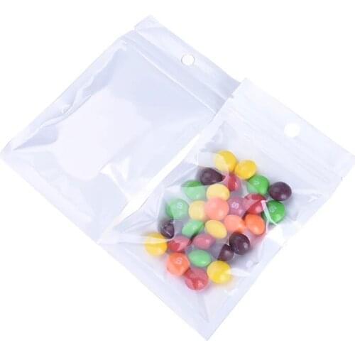 8*13cm Clear+White Zipper Plastic Packaging Bags Electronic Accessories Case Cover Pearl Film Opp Storage Package Bag