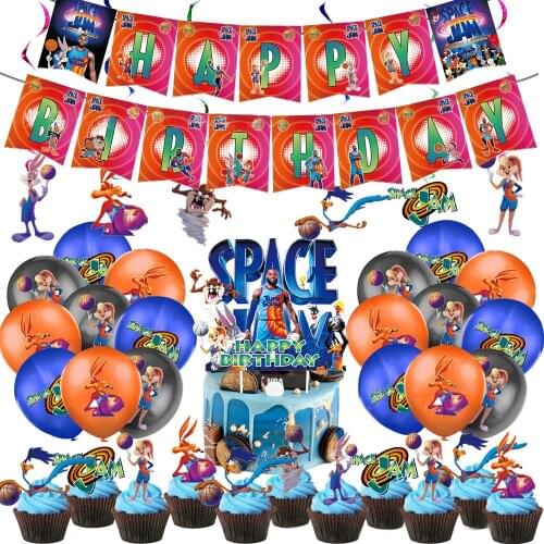 83pcs/lot Space Jam Party Decorations Happy Birthday Balloons Disposable Tableware Set Napkin Plates Cups Baby Shower Supplies