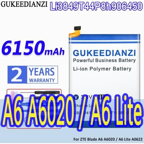 GUKEEDIANZI High Capacity Battery Li3849T44P8h906450 6150mAh For ZTE Blade A6 A6020 / A6 Lite A0622 Bateria