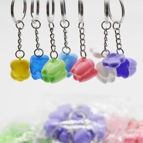 10/Pcs Dental Clinic Keychains Gift Multicolor Deciduous Packing Milk Tooth Box key Chain For Dentist Lab Supplies