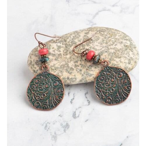 Bronze indian drop Earrings Vintage ethnic Pattern long hang for Women accessories 2019 Engagement Party dangle Earring Jewelry