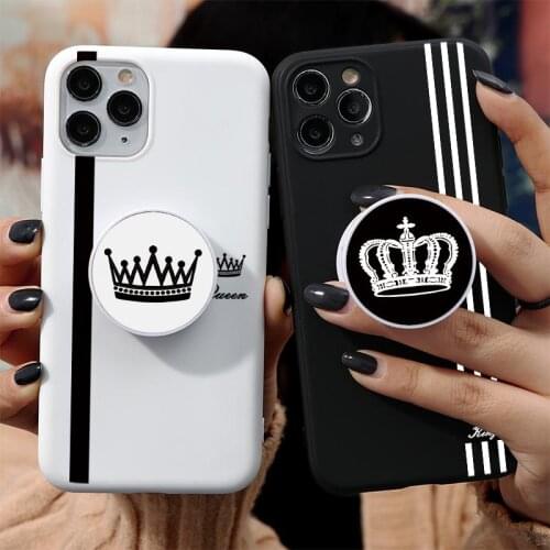 King Queen Lovers Couple Case For iPhone 12 11 Pro Max 12mini X XR Xs Max 7 8 6 6S Plus SE 2020 5 S Silicone Phone Holder Cases
