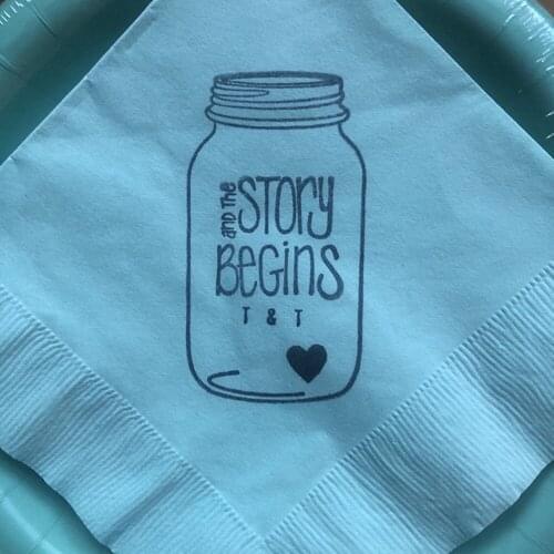 Custom Baby shower Baptism Best Day Ever Wedding Napkins Engagement Party Custom Bar Napkins | Time and date ,Friendship