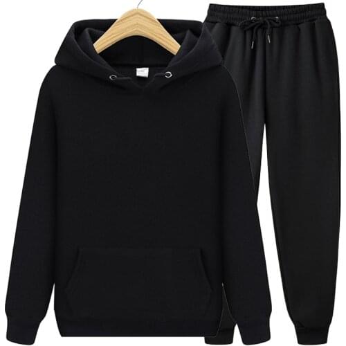 Autumn Spring New Men Casual Sets Brand Men Solid Hoodie + Pants Two-Pieces Casual Tracksuit Sportswear Hoodies Set Suit Male
