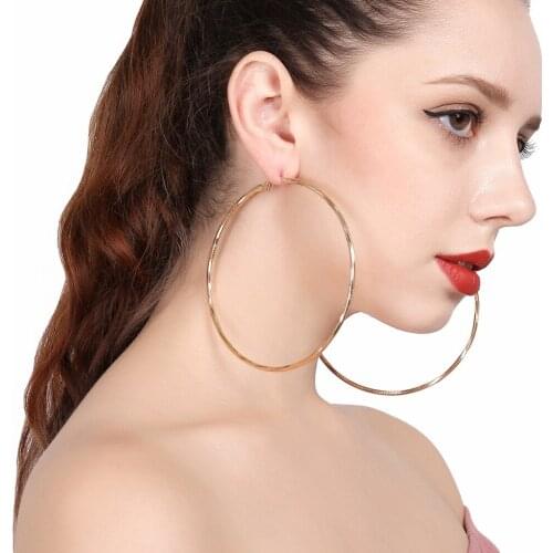 Exaggerated Geometric Earring Oversize Circle Square Ear Hoop Simple Punk Metal Party Street Nape Jewelry For Women Girls