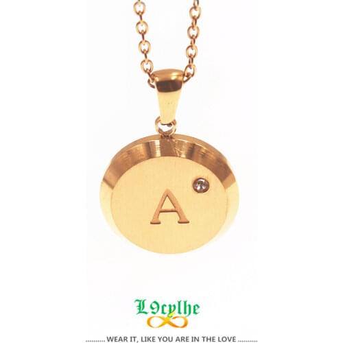 Cubic Zirconia Initial Letters Pendant Necklace A-Z Alphabet Necklaces Stainless Steel Chain Collares De Moda Gothic Accessories