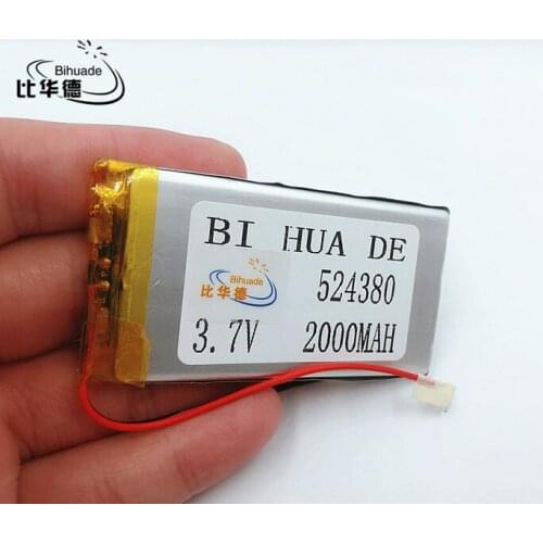 Li-Po 3.7V 2000mAh 524380 Lithium Polymer Li-Po li ion Rechargeable Battery cells For Mp3 MP4 MP5 GPS