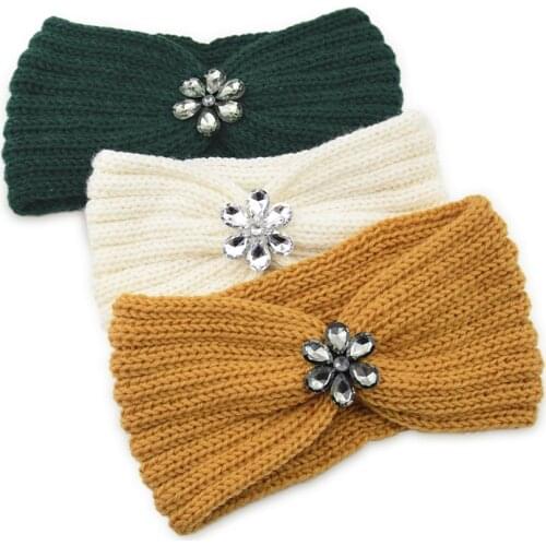 Fashion Winter Warmer Ear Knitted Headband Turban Women Crochet Wool Cross Wide Stretch Solid Hairband Headwrap Hair Accessories