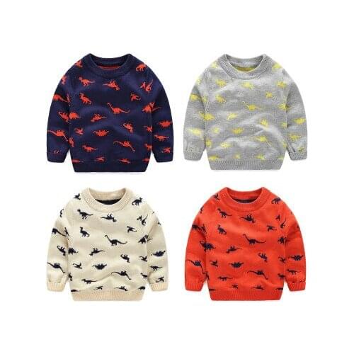 Fashion Baby Boys Sweaters Cartoon Dinosaurs Pattern Knitted O Neck Pullovers Winter spring Cotton Warm Sweater Children Clothes