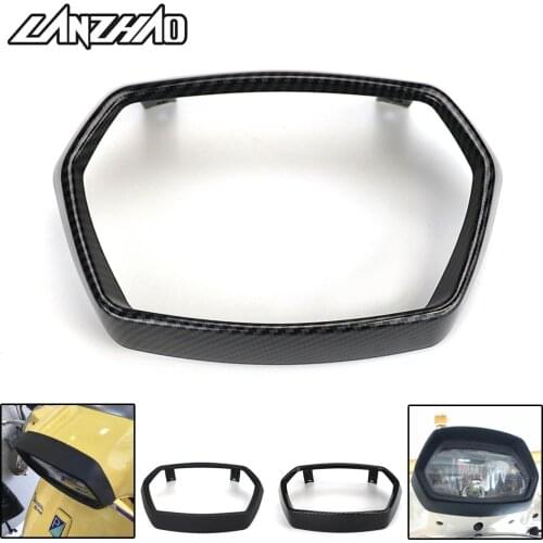 Motorcycle Headlight Rim Cover Assembly Head Lamp Guard Black Carbon for VESPA 150 Sprint ABS 2017 2018