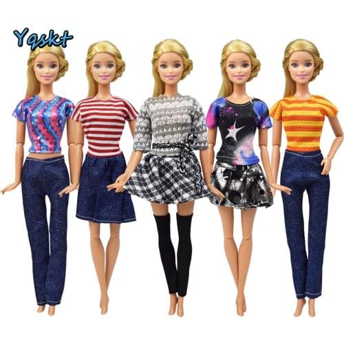 5 Pcs/ Mix Style Set Doll Pants top Party Beautiful Noble Handmade Fashion Dress Hot Sale Accessories Gift Baby Toys