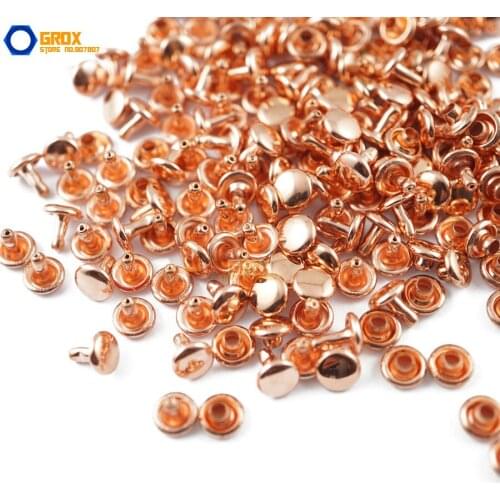500 set 6*5mm Rose Gold Double Cap Round Rapid Rivet Punk Rock Leathercraft Rivet