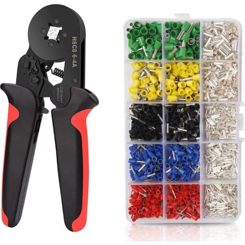Ferrule Tubular Terminal Crimp Tool Kit Electrical Crimping Pliers HSC8 6-4 0.25-10mm² 23-7AWG High Precision Wire Clamp Sets
