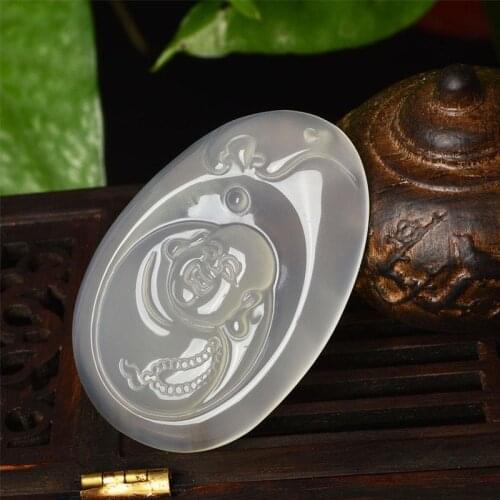 Natural Jade Medullary Necklace Lucky Amulet Classic Pendant for Women Men Jewelry