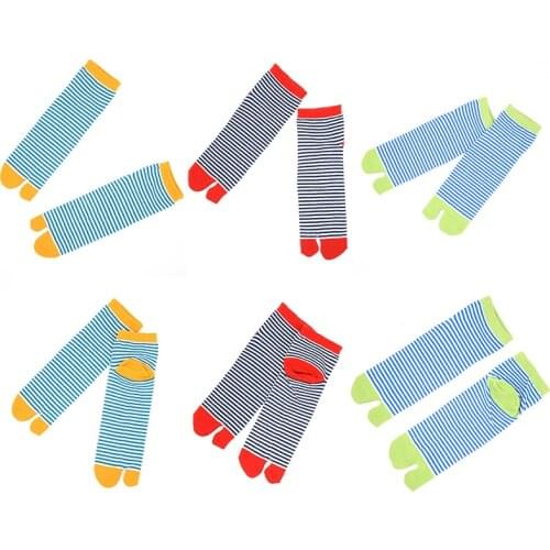5 Pairs Unisex Men Women Socks Japanese Kimono Flip Flop Sandal Split Toe Tabi Ninja Geta Socks Cute Striped Couples Short Sock