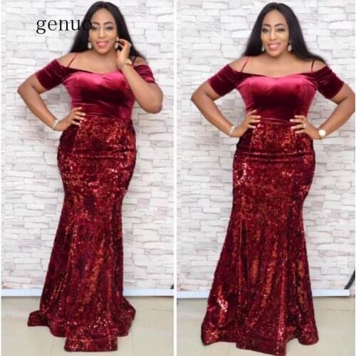 New High-end Flaring Sequined Dress Sexy Club Novelty Slash Neck Short Sleeve High Waist Thin Women Mermaid Maxi Dress