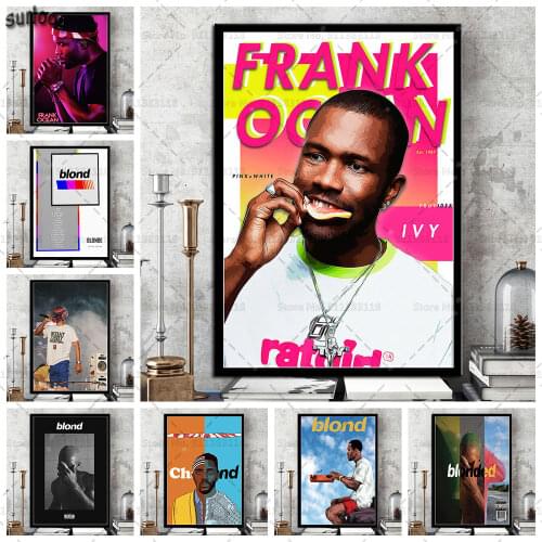 Frank Blond Rapper Star Poster Prints Wall Art Canvas Painting Posters Picture for Living Room Home Decoration