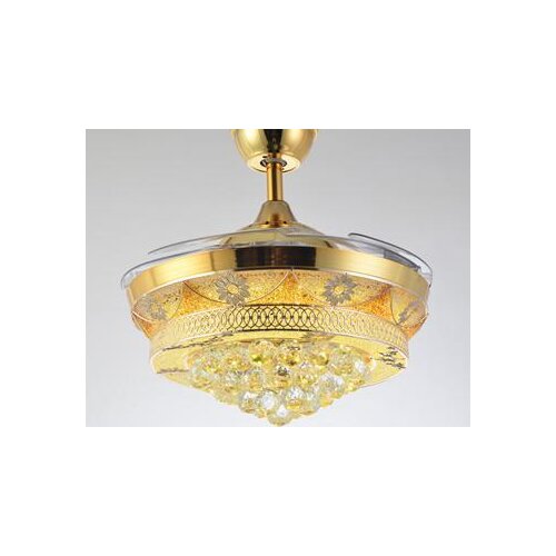 42 inch 108cm 85-265v dimming contro k9 crystal ceiling fan light simple Golden ceiling fan